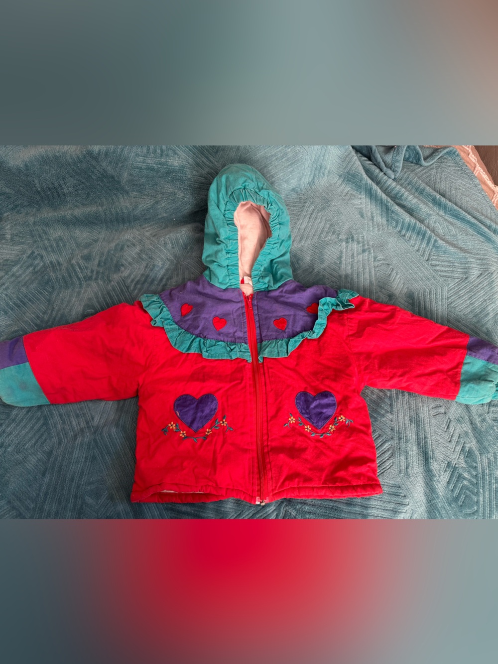Vintage 90s Tuff Cookie colorblock toddler hooded jacket